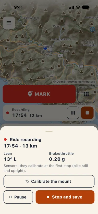 Recording sheet with time, distance and Calibrate the mount.